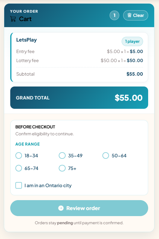 Step 3: Add a lottery to your cart