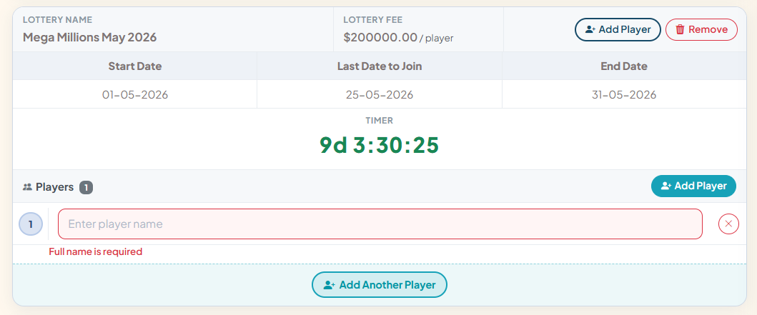Step 4: Enter player name(s)
