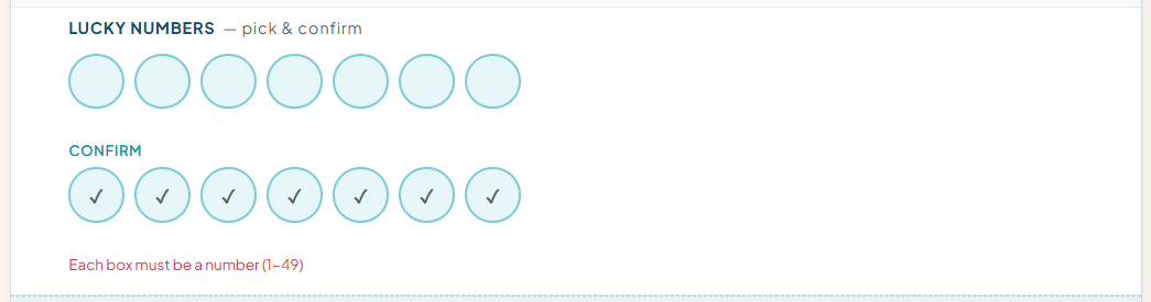 Step 6: Choose lucky numbers